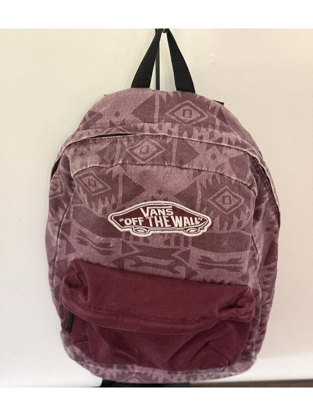 VANS OFF THE WALL Got This Backpack MAROON White Tie Dye Bag Purse Zipper